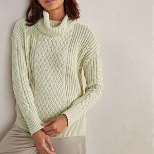 Haven Well Within Braided Cable Knit Sweater ivory fisherman cotton blend cowl